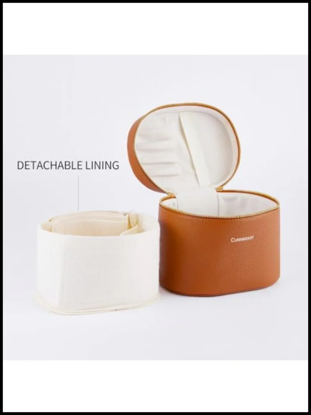 Large Makeup Bag Organizer, PU Leather Cosmetic Case with Removable Dividers,